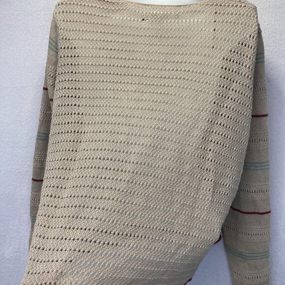 Gudrun Sjoden Button Up Cardigan Sweater Womens Large L Tan Open Knit Pockets - Picture 12 of 12